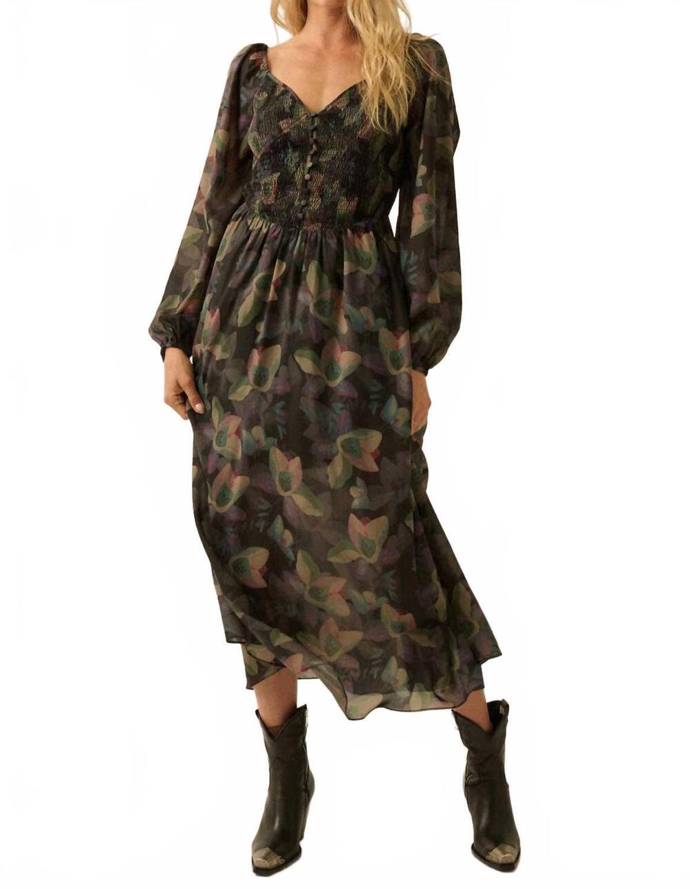 NEW PROMESA floral sweetheart midi dress in black